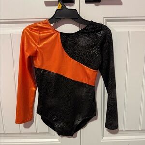 Orange and Black Long Sleeve Leotard